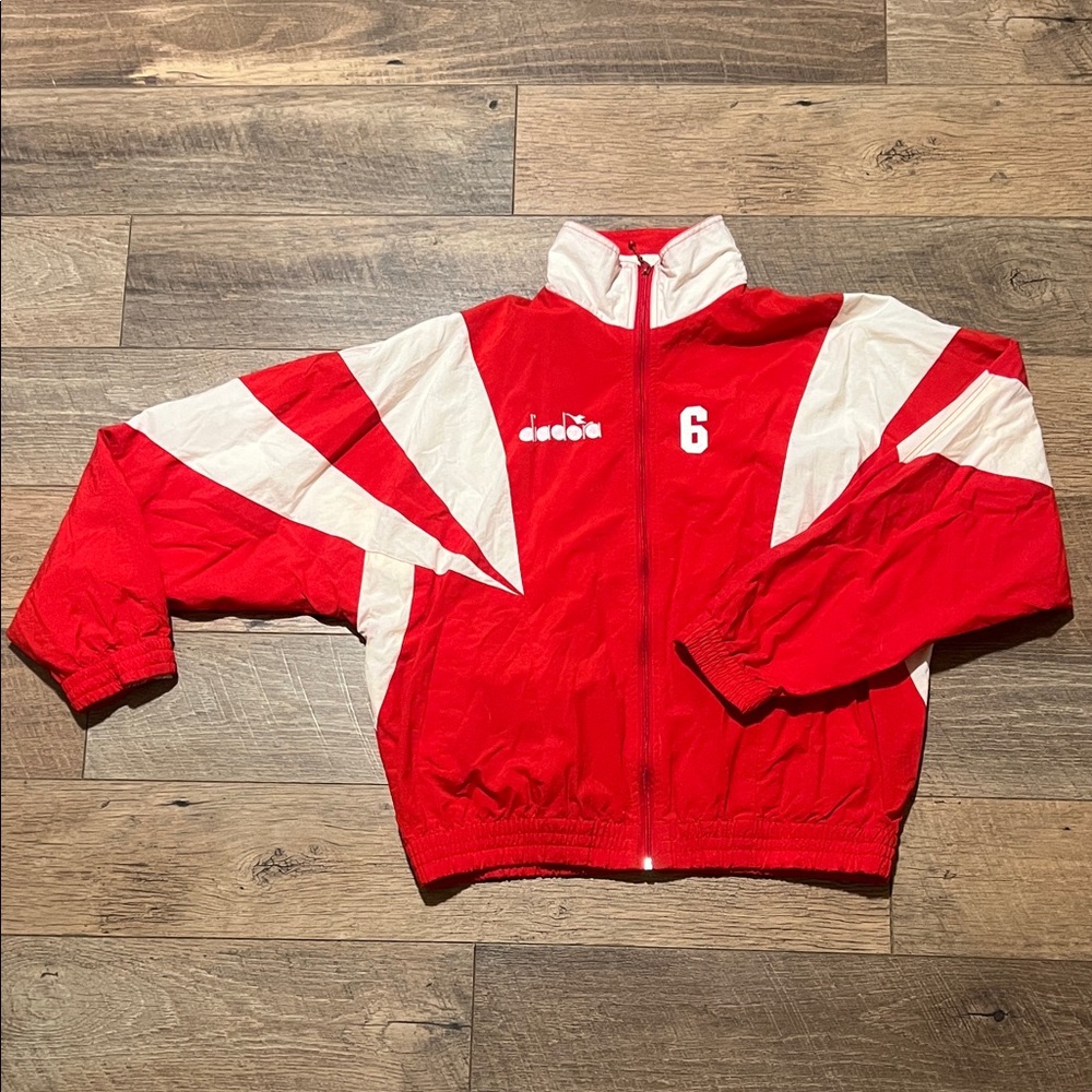 Vintage Diadora Red and White Sports Jacket